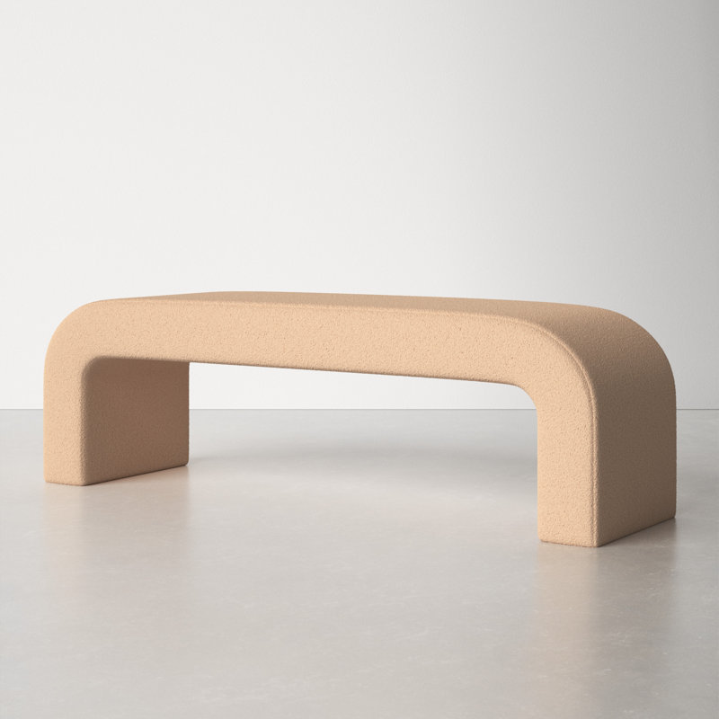 Daine 62" Upholstered Bench, Tan Faux Lambs Wool