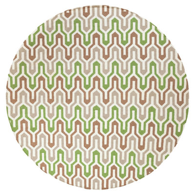 Tapis vert en laine fabriqué à la main à motif géométrique Irizarry