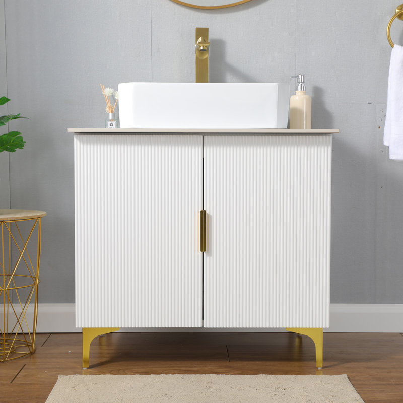 Meuble-lavabo vasque 30 po blanc moderne, Blanc