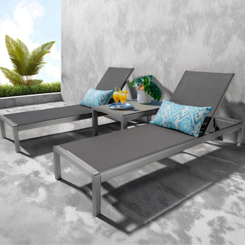 Ensemble de 2 chaises longues d'extérieur en filet au design moderne