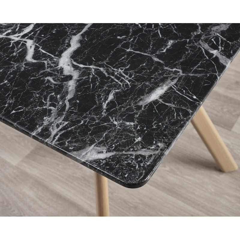Ambria Metal Base Dining Table, Black