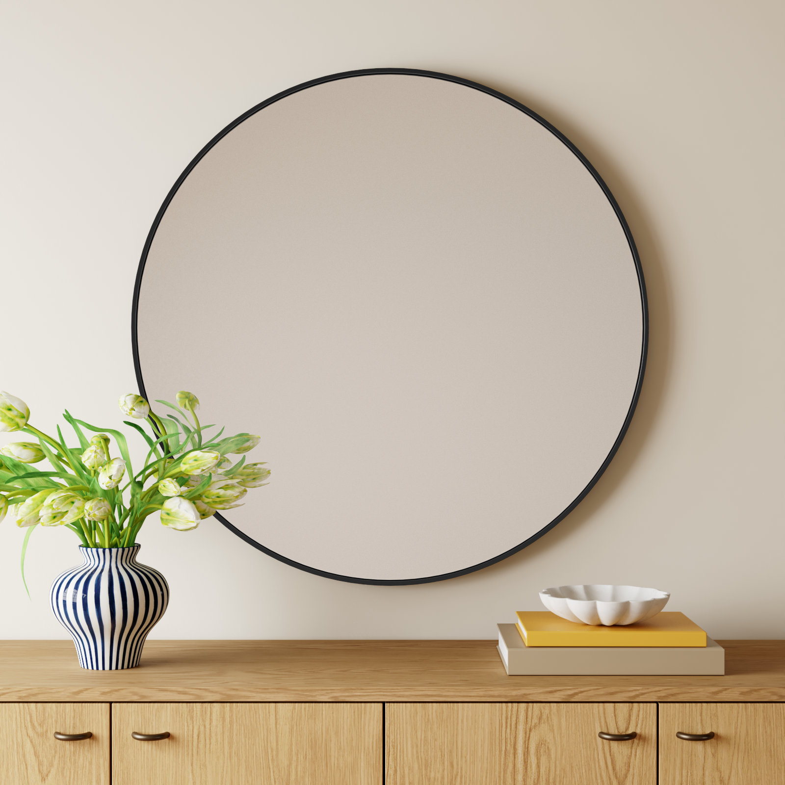 Sabine Accent Mirror, 32" x 32", Black