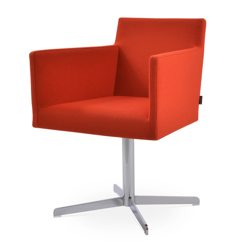 Harput 4 Star Swivel Arm Chair, Chrome, Camira Wool Orange