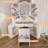 Ato Tri-fold Makeup Vanity Desk With Led Mirror And Outlets, Fluted Dressing Table With 4 Drawers And 2 Storage Cabinets-828534349