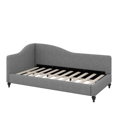 Twin Size L-Shaped Linen Daybed With Solid Wood Legs