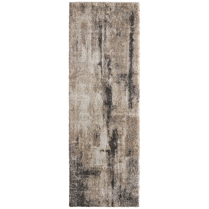 Richmond Modern Abstract Tan Area Rug, Runner 2'6" x 7'3"