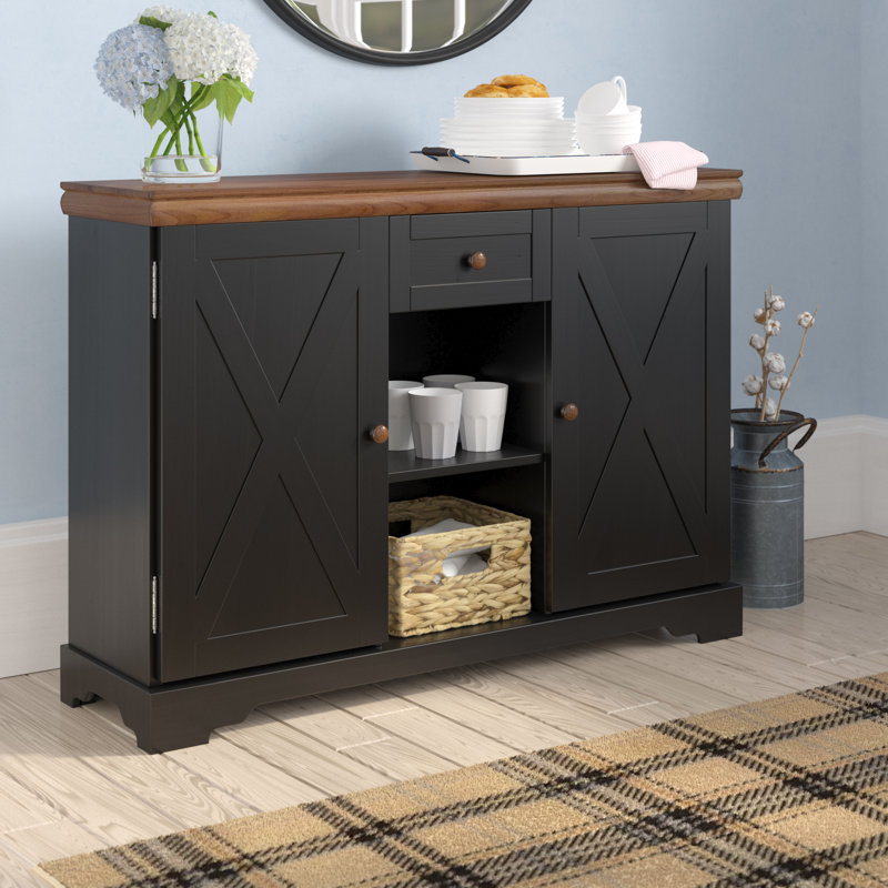 Buffet de service bas Lilah, Noir / brun clair
