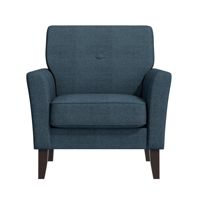 Alex Transitional Flared Arm Upholstered Armchair, Blue Polyester