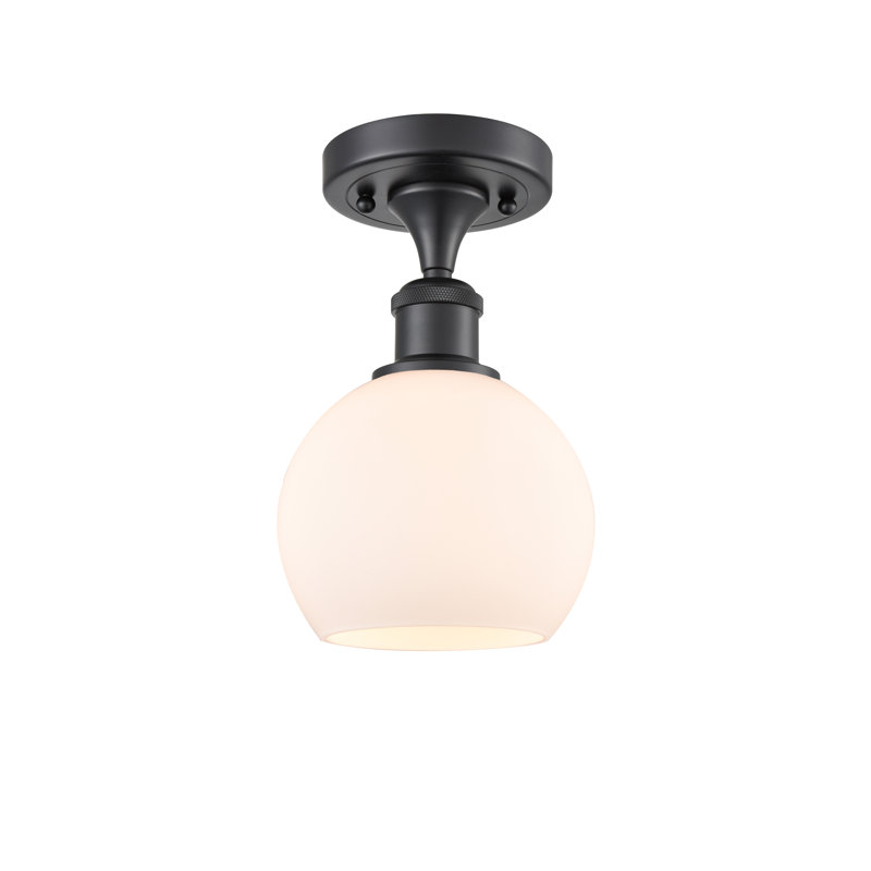 Plafonnier semi-encastré 1 lumière 6 po Cindi, Noir mat, Blanc mat