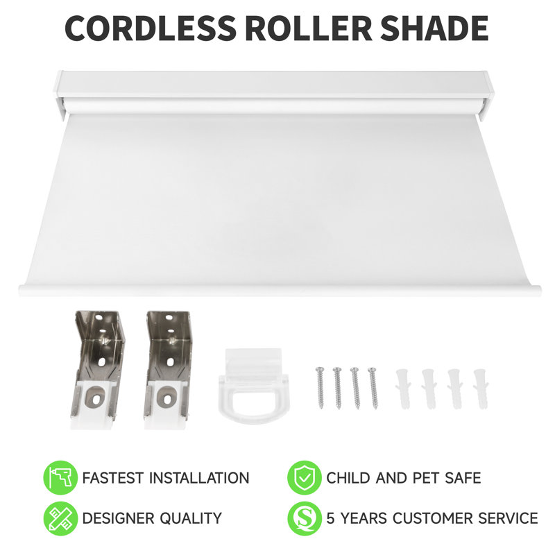 Rideaux occultant sans cordon - stores isolants et isolants pour la chambre à coucher, L 31 po x L 72 po, Blanc