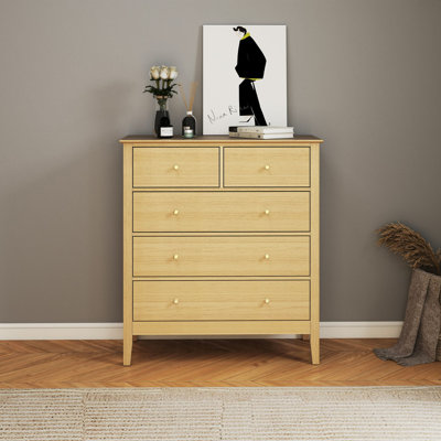 Rover 2 + 3 Chest of Drawers, Oak-Effect Finish, Metal Runners