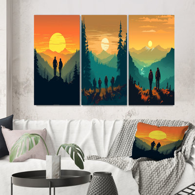 " Orange Yellow Bold Hiking Sunset " 3 - Pieces