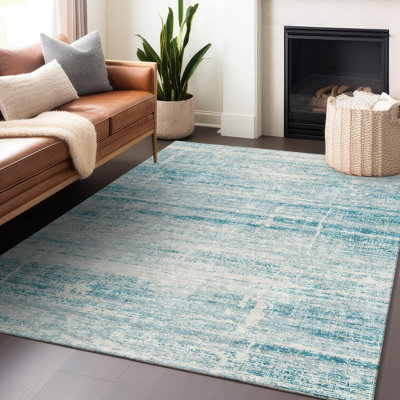 Premium Machine Washable Gerardo Teal Rug