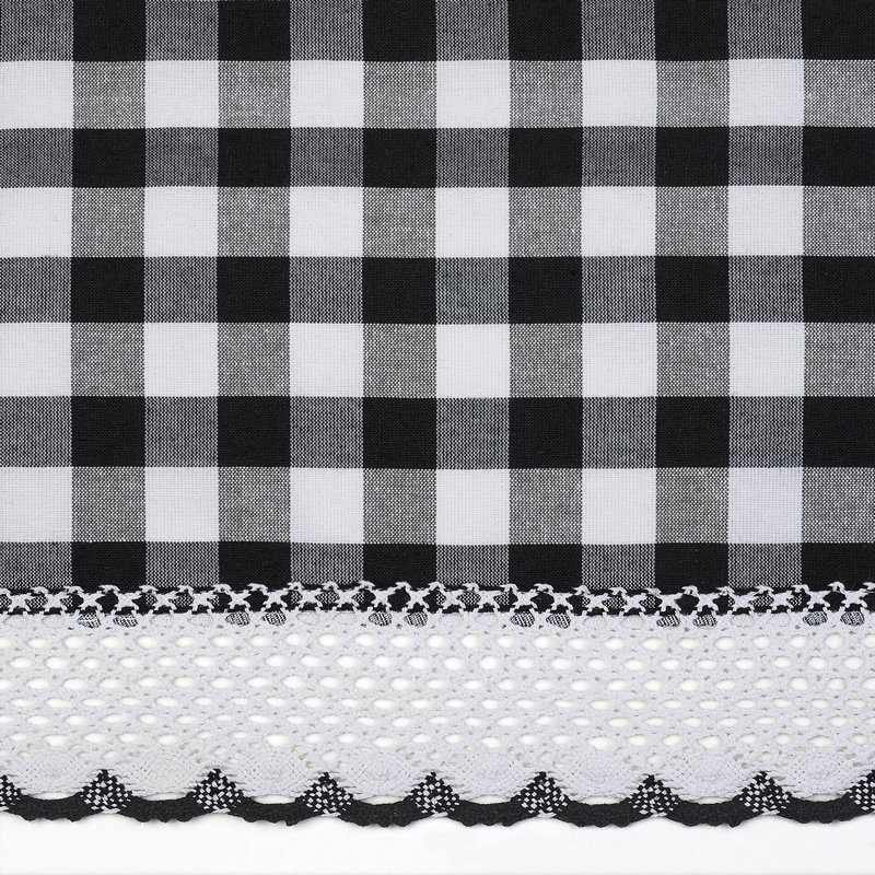 Linhart Checkered Cotton Blend Tablecloth, Black/White, 120" x 60"