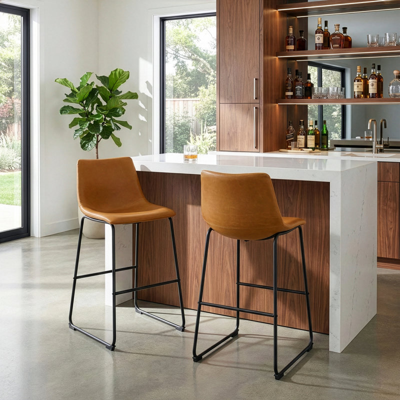 Julienn Bar & Counter Stool, Bar Stool (28.5" Seat Height), Cappuccino