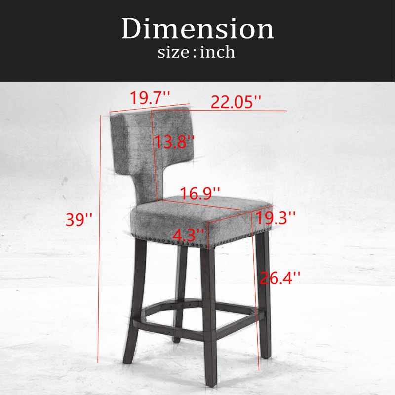 Ensemble de 2 tabourets de bar Mid-Century, Gris