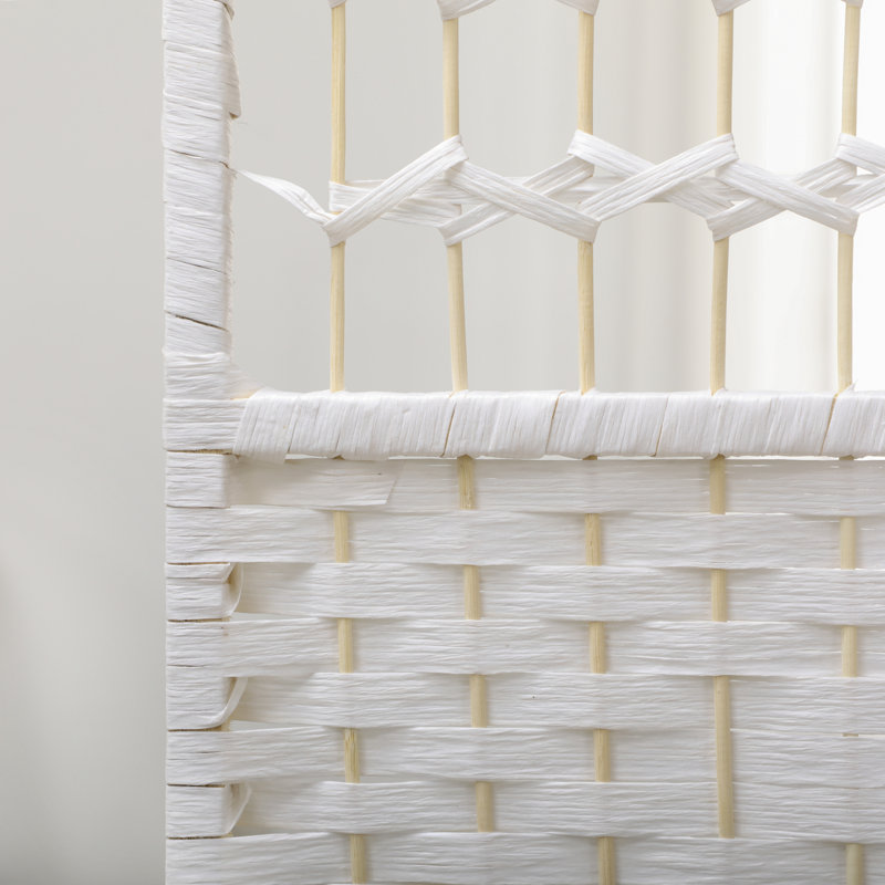 Paravent pliable en papier tissé et bambou
