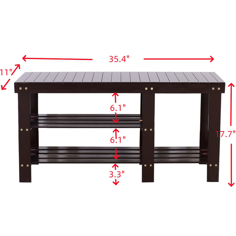 Ordaz Solid Wood Storage Bench, Coffee