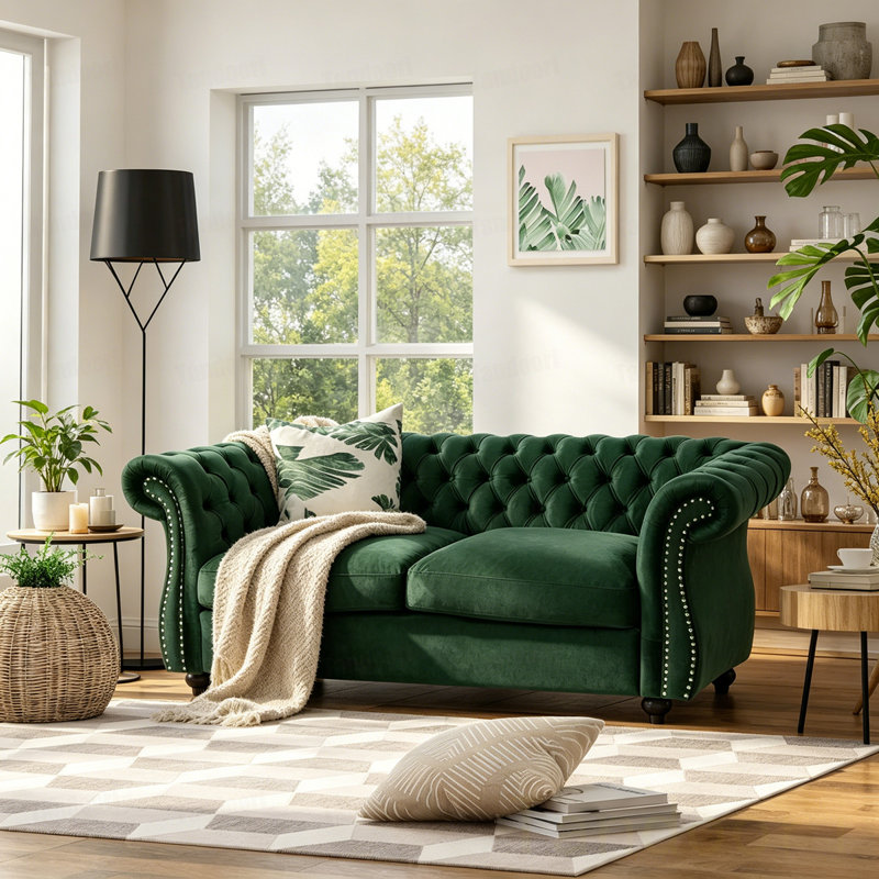 Causeuse en velours Causeuse, Velvet-Green