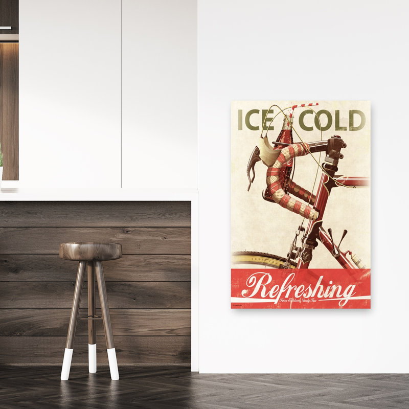 «Vintage Cycling Refreshment», art floral rétro rétro, paysage mural, 48" H x 32" W