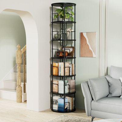 360° Rotating Bookcase, Storage And Display Spinning Corner Bookshelf For Home Office And Living Room