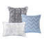 Courtepointe 6 pièces avec coussins décoratifs, bleu roi / très grand, aquarelle, conception graphique florale, réversible, microfibre, broderie très grande, pièce, bleu, impression de conception thématique, réversible sur tissu, coussins décoratifs-120944556-120944559