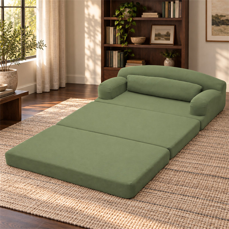 Canapé-lit pliable en velours côtelé, 2 en 1, gain de place, gris-vert, Greyish Green