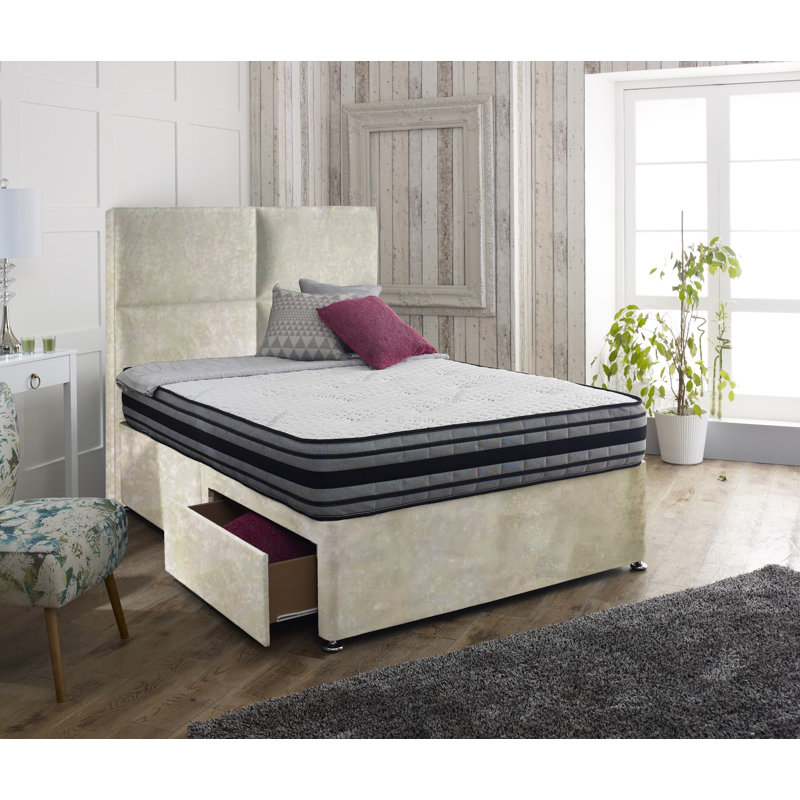 Inman Upholstered Bed, 2 Drawers Same Side, Single (3'), Champagne