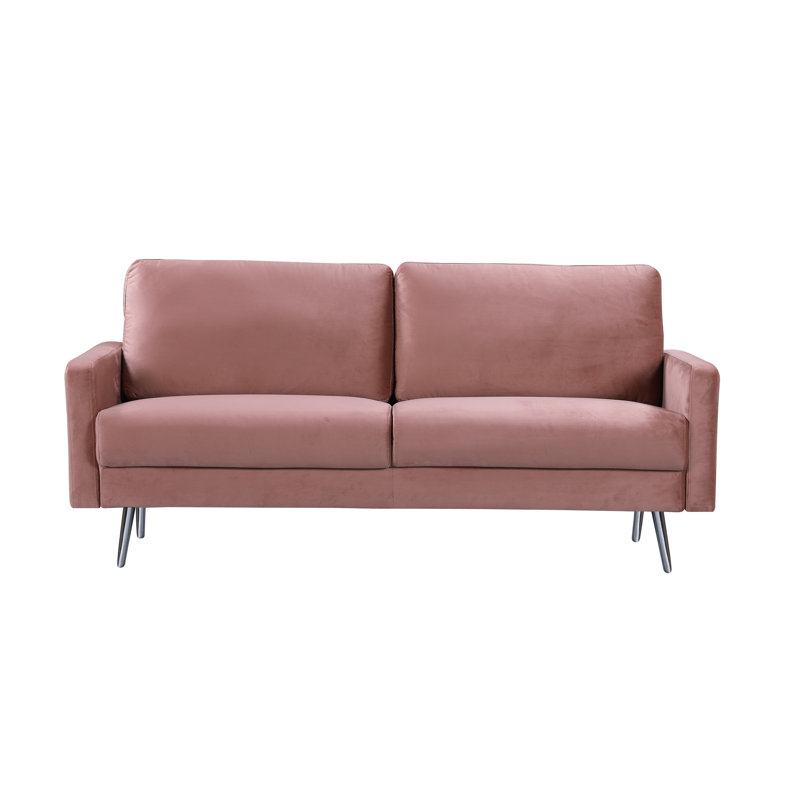 Barstow 74.02" Square Arm Sofa, Rose