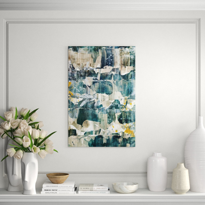 «Reflection» par Zoey Riley - impression, Texture ornée à la main, H 36 po x l 24 po x P 1,5 po