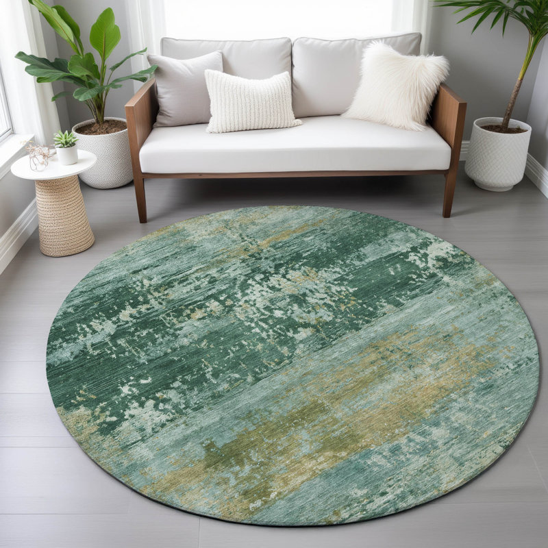 Machine Washable Indoor/Outdoor Meredith ACN2146 Abstract Rug, Round 8'