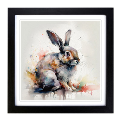 Rabbit Gestural Art No.1 - Single Picture Frame Print on Wood