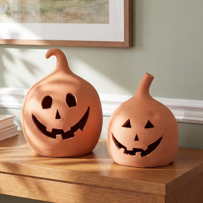 2-Piece Handcrafted Ceramic Lantern Set