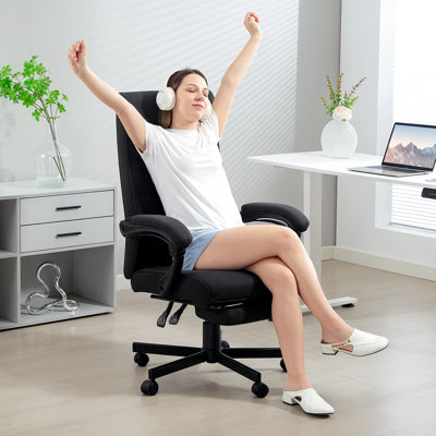 Chaise de bureau haut dossier en lin