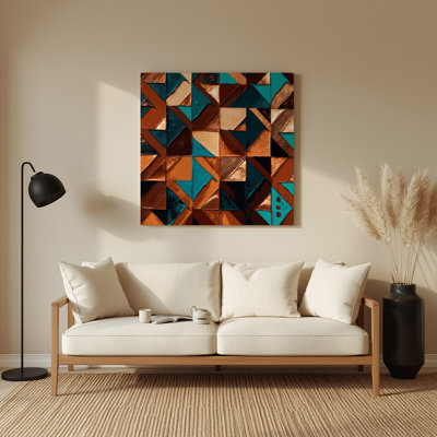 Art mural en métal brun avec motifs géométriques de style sud-ouest 199