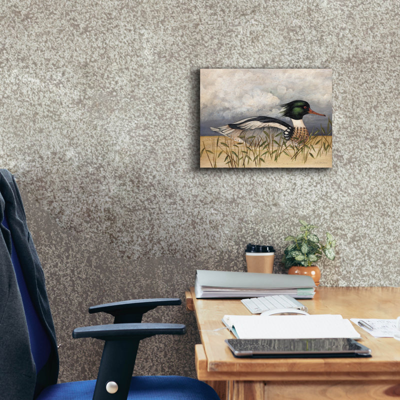 «August Breasted Merganser» par David Carter, H 12 po x l 16 po x P 0,75 po