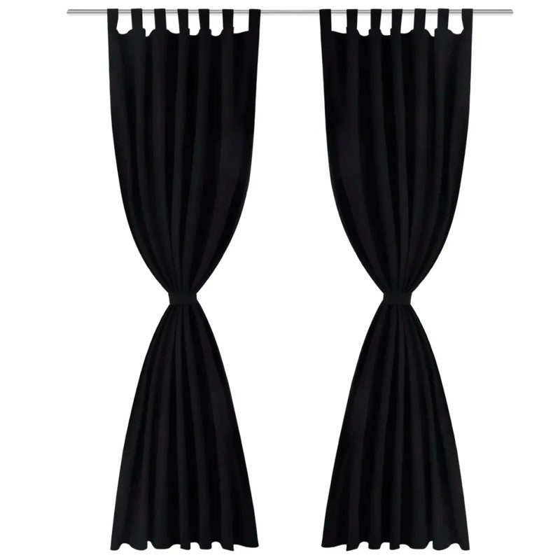 Bachar Semi Sheer Curtain Pair, Black, 140cm Width x 175cm Drop