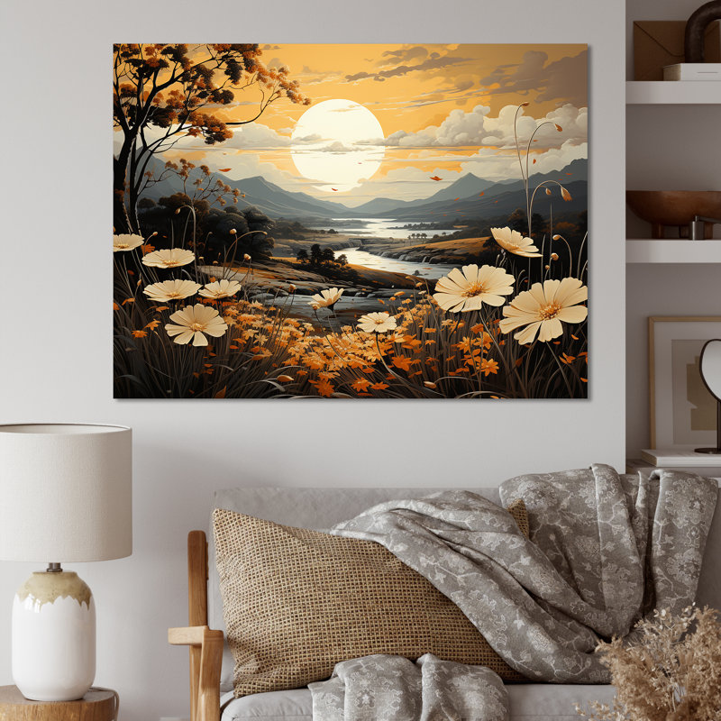 Golden Meadows Of Flowers Fields I sur toile, Toile tendue, H 34 po x l 44 po x P 1,5 po