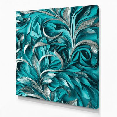 «Abstract Florals 85», art mural sur toile bleue
