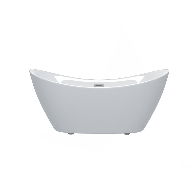 59 "Acrylic Freestanding Tub, Gloss White,  With Chrome Overflow And Pop-Up Drain, CUPC Certified