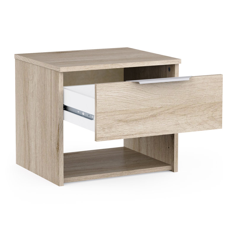 Taquanda 44cm W Chipboard Bedside Table, Kronberg Oak