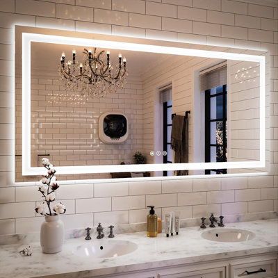 Lunara UL Certified Front Light and Backlit LED Anti-Fog Bathroom Vanity Mirror 5mm Premium Tempered Glass