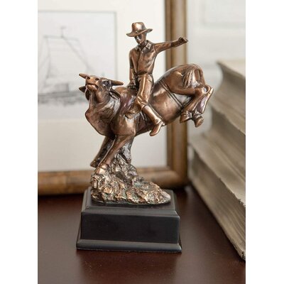 Ebros Rustic Western Rodeo Bull Rider Cowboy On Bucking Bull Statue In Electroplated Sepia Bronze Finish Old World Wild West Cattle Bull Riding Cowboy -  Union Rustic, B0BDD321CC994ACD9FDA1A3177BBDD60