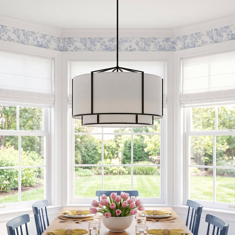 6 - Light Dimmable Drum Chandelier