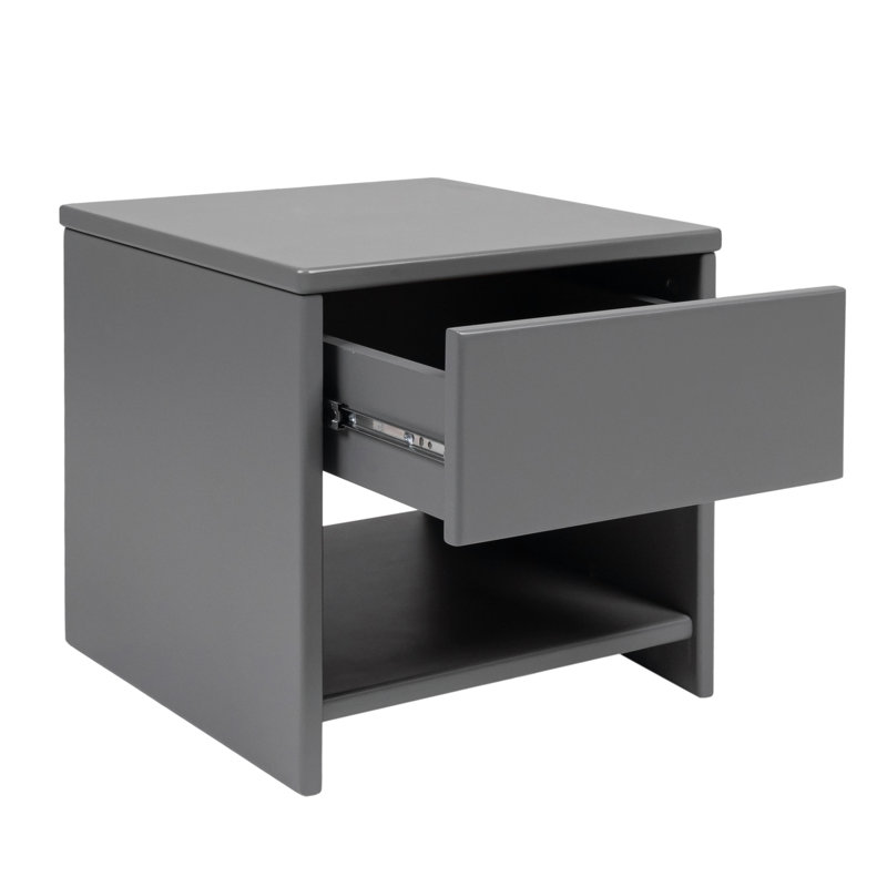 Roshen 1 Drawer Bedside Table, in Grey