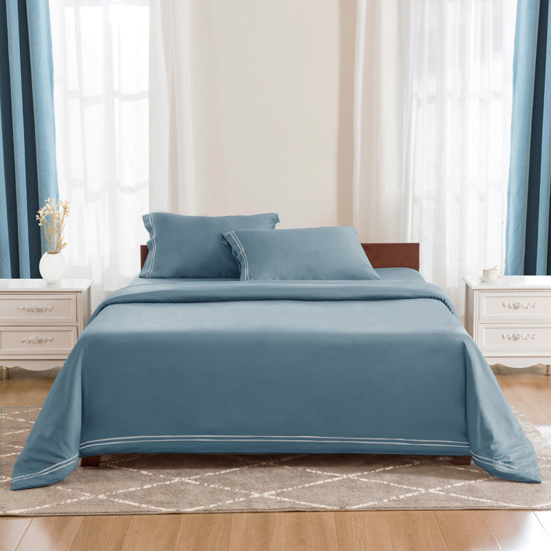 Cotton Blend Sheet Set, Blue, Full Sheet Set + Fitted Sheet + 2 Pillowcases