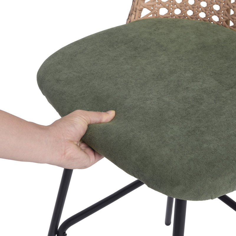 Yes Upholstered Chenille Bar Stool with Steel Frame, Green