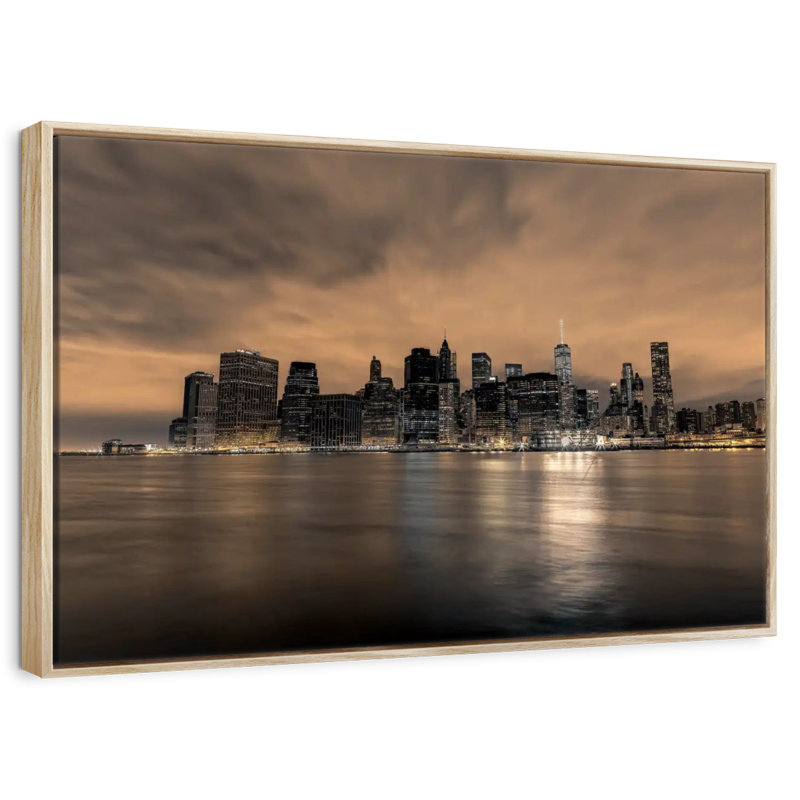 Ah New York, Cadre flottant en bois naturel, 25 po x 17 po