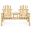 Banc Adirondack double classique à lattes avec table partagée, idéal pour des réunions confortables sur la véranda et dans le jardin.-590269490