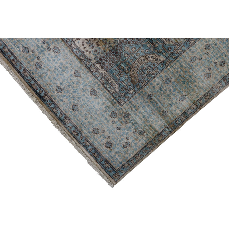 Hand Knotted Wool Area Rug in Beige, Rectangle 4'11" x 6'10"